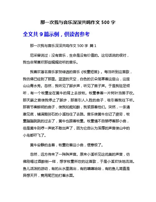 那一次我与音乐深深共鸣作文500字