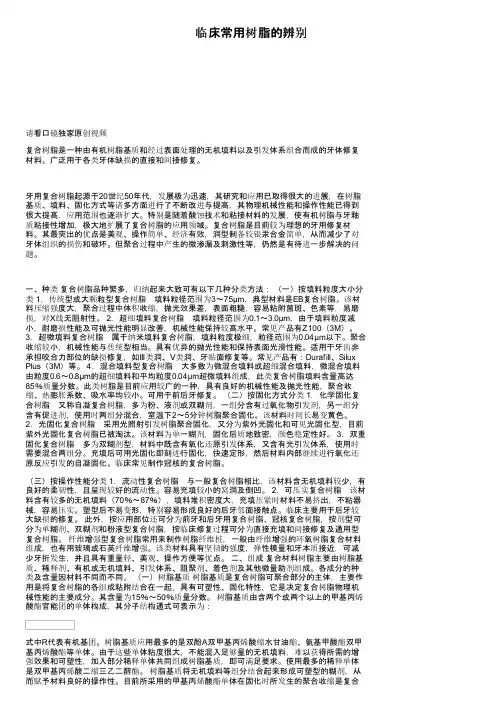 临床常用树脂的辨别