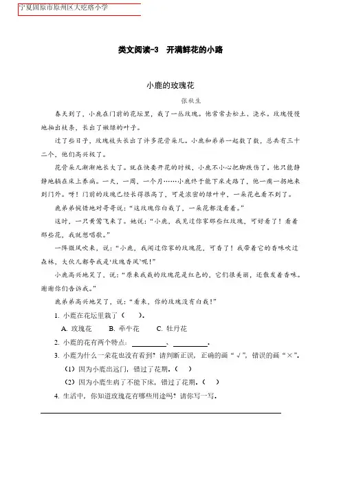 2年级语文下册第一单元类文阅读训练题(含答案)——3 开满鲜花的小路