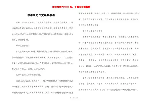 中考压力作文经典参考