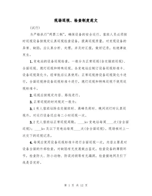 现场巡视、检查制度范文(七篇)