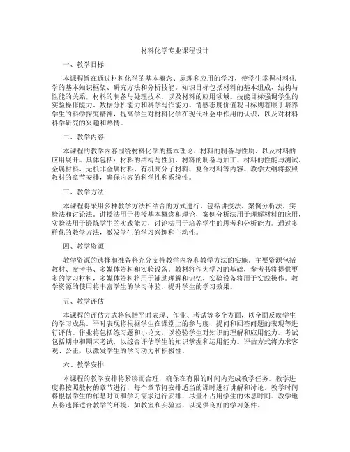 材料化学专业课程设计