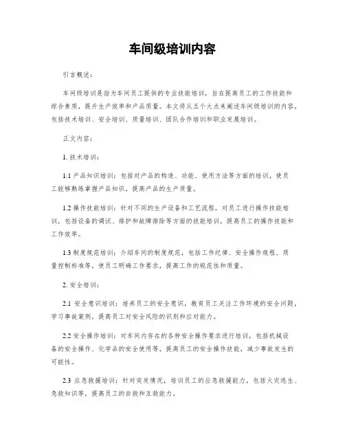 车间级培训内容