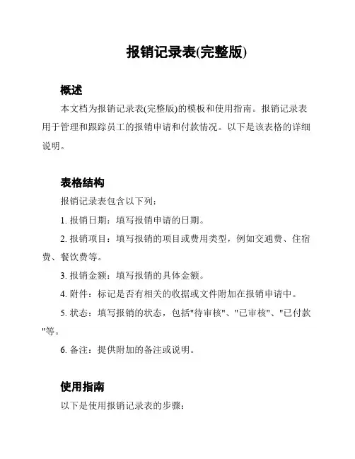 报销记录表(完整版)