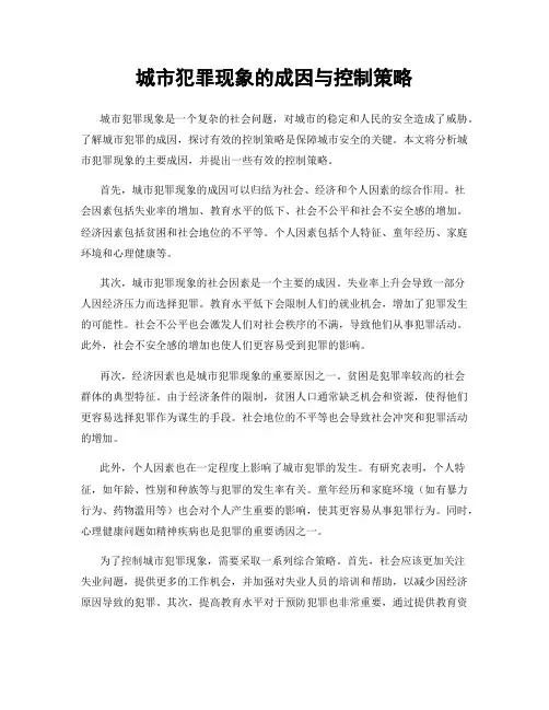 城市犯罪现象的成因与控制策略
