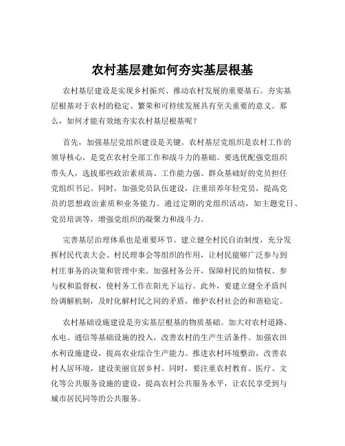 农村基层建如何夯实基层根基