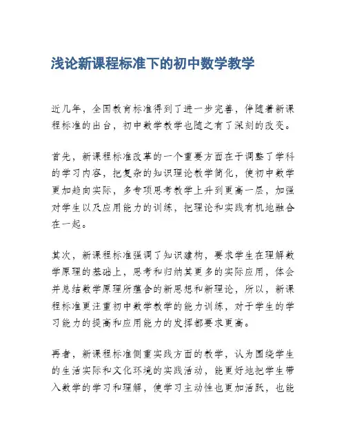 浅论新课程标准下的初中数学教学