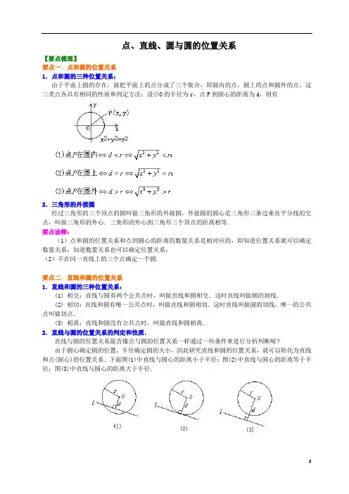 点、直线、圆与圆的位置关系