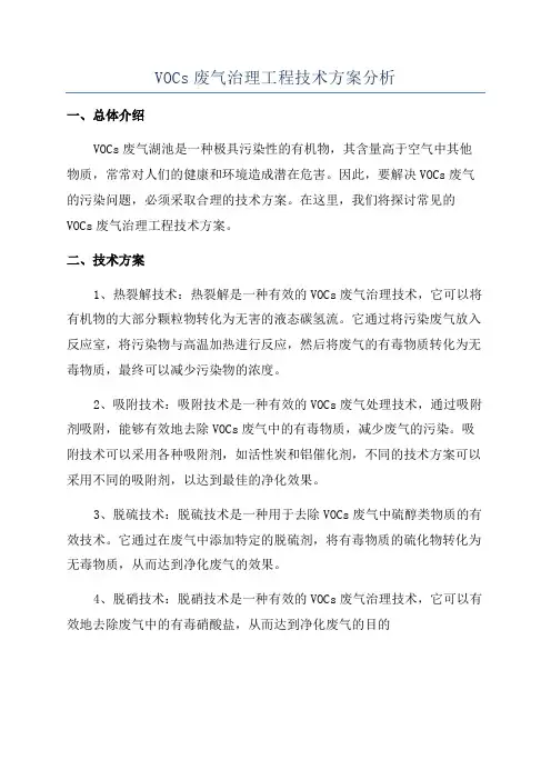 VOCs废气治理工程技术方案分析