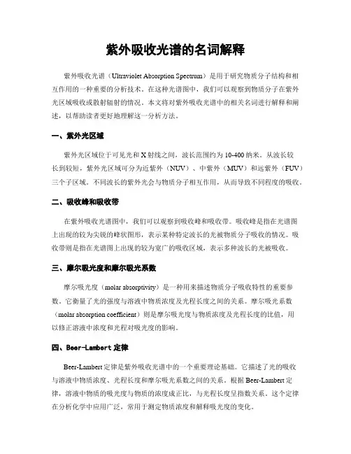 紫外吸收光谱的名词解释