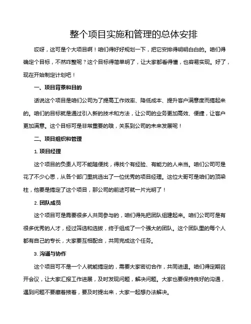 整个项目实施和管理的总体安排