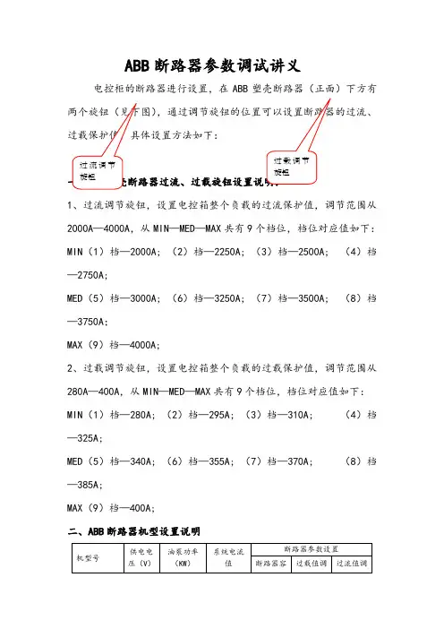 断路器参数调试讲义全