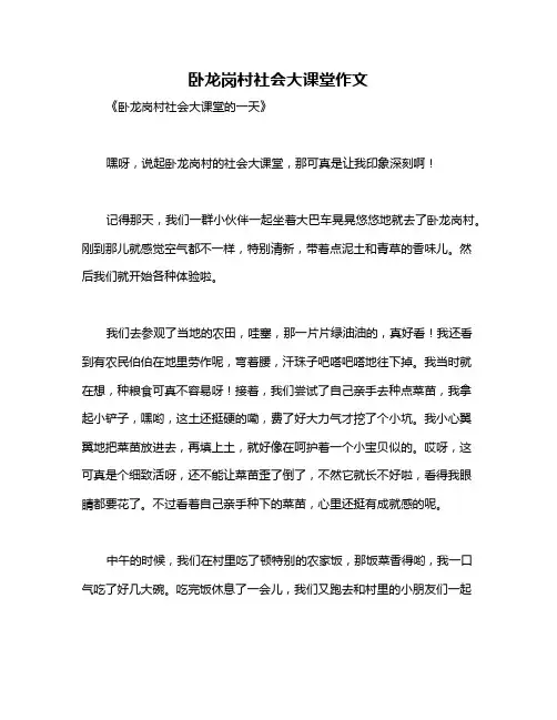 卧龙岗村社会大课堂作文