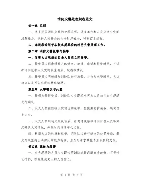 消防火警处理规程范文