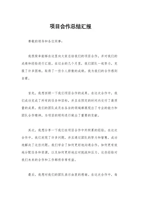项目合作总结汇报