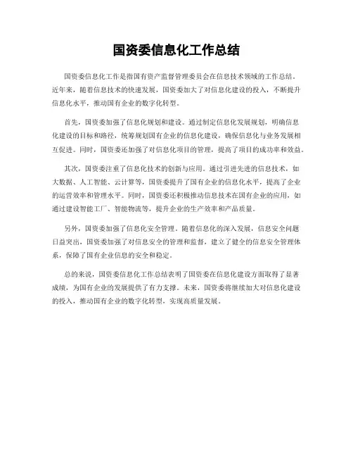 国资委信息化工作总结