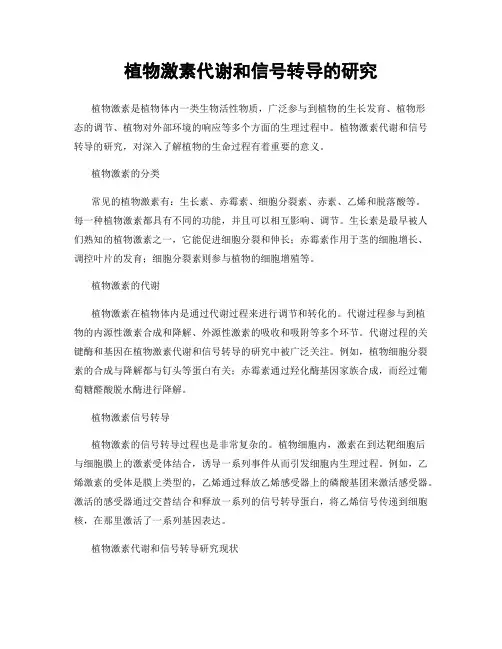 植物激素代谢和信号转导的研究