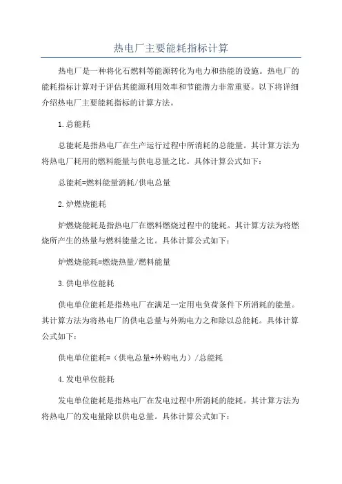 热电厂主要能耗指标计算
