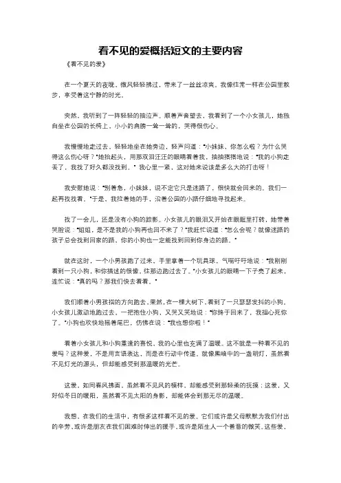 看不见的爱概括短文的主要内容
