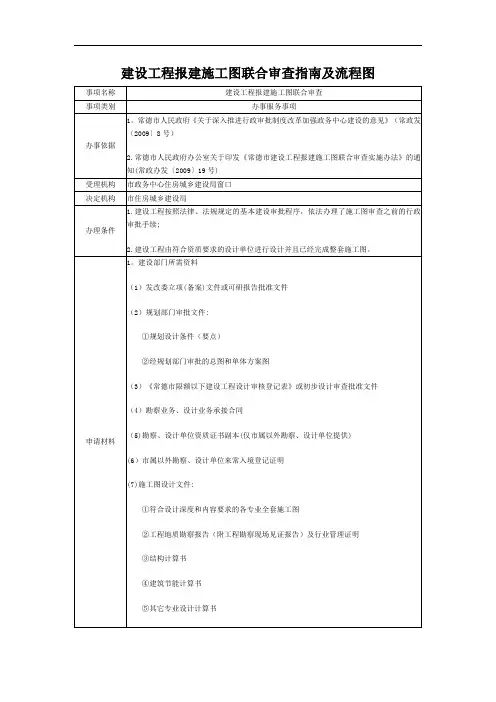 建设工程报建施工图联合审查指南及流程图