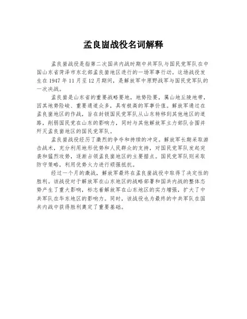 孟良崮战役名词解释