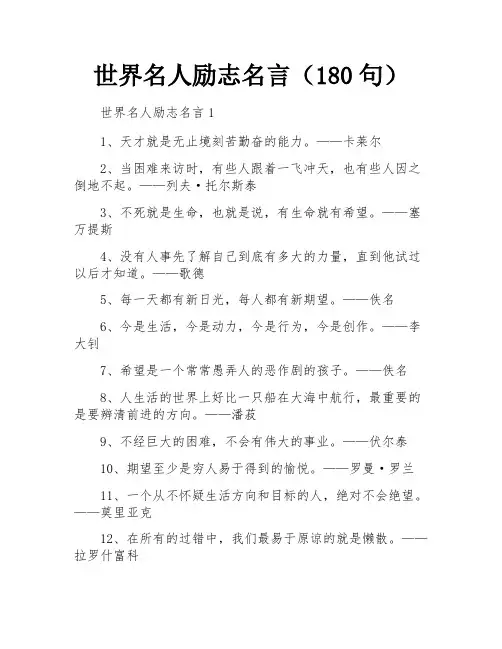 世界名人励志名言(180句)