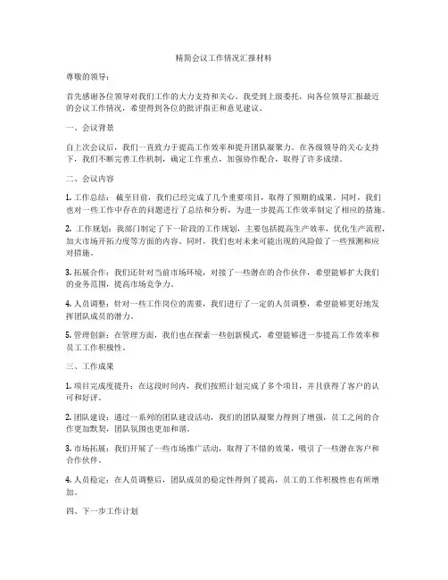 精简会议工作情况汇报材料