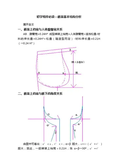 初学纸样必读—裤装基本结构分析