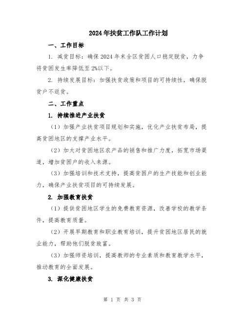 2024年扶贫工作队工作计划
