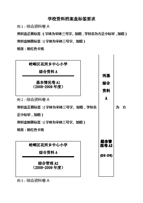 档案盒标签样品