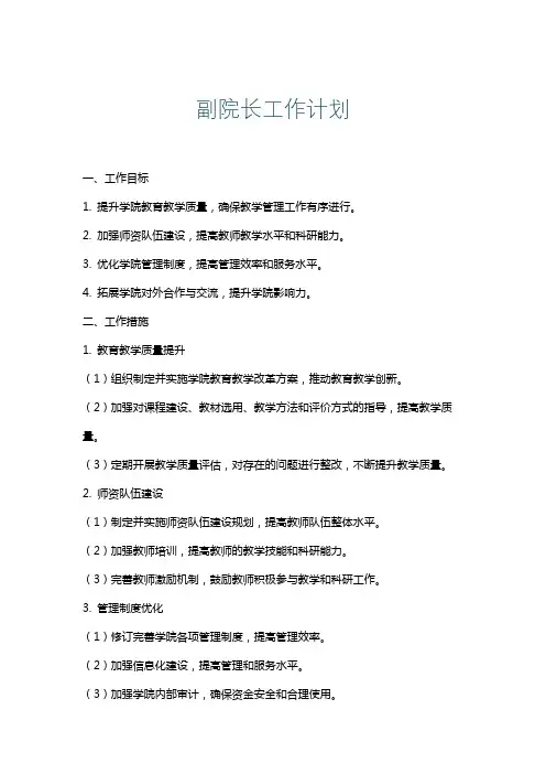 副院长工作计划
