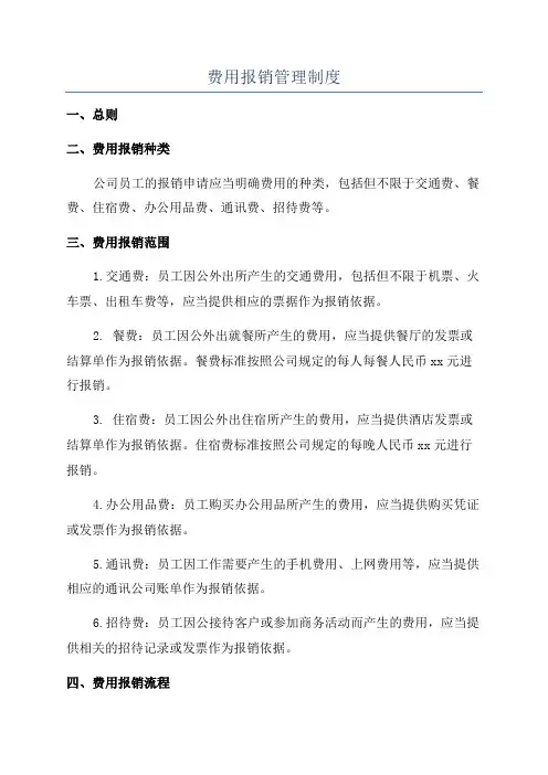 费用报销管理制度