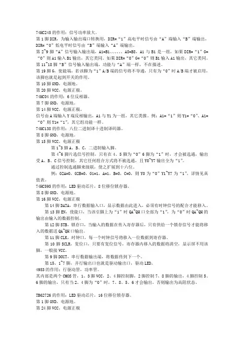 LED显示屏IC脚位功能
