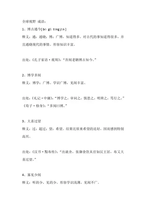 全球视野 成语