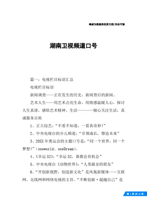 湖南卫视频道口号
