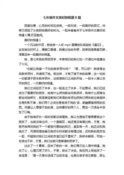 七年级作文美好的相遇5篇