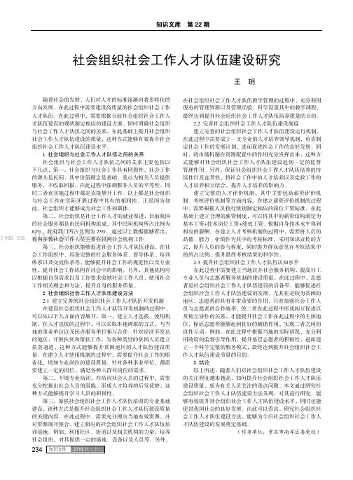 社会组织社会工作人才队伍建设研究