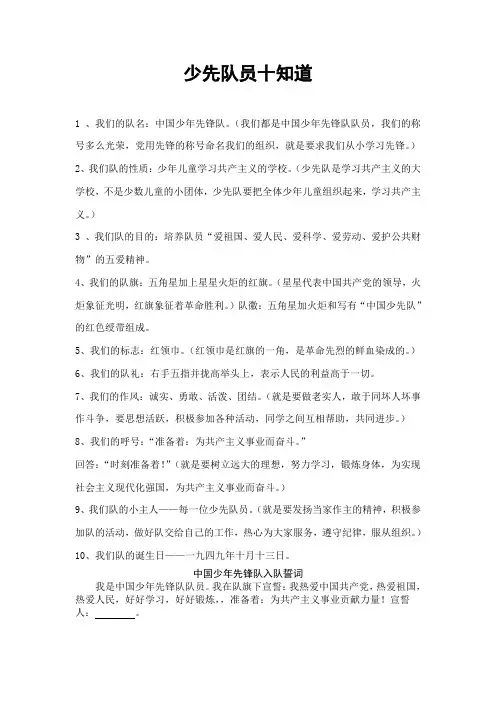 少先队员十知道