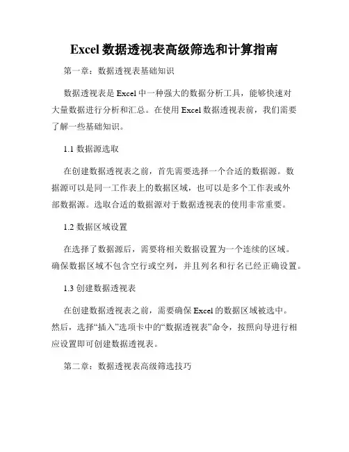 Excel数据透视表高级筛选和计算指南