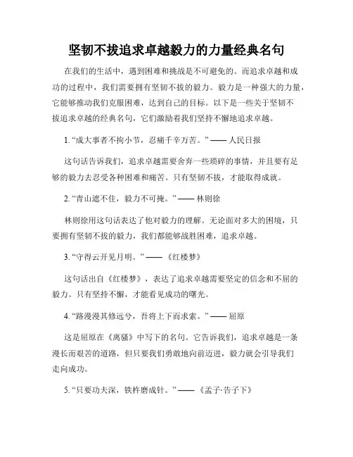 坚韧不拔追求卓越毅力的力量经典名句