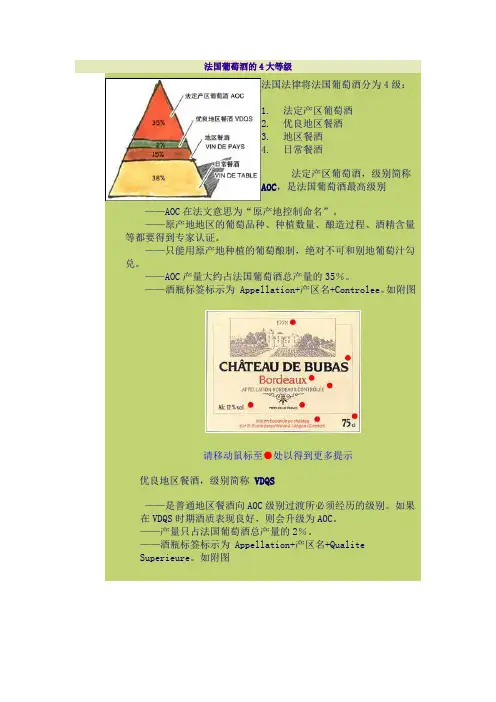 法国4大等级普通酒