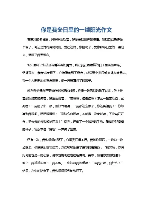 你是我冬日里的一缕阳光作文