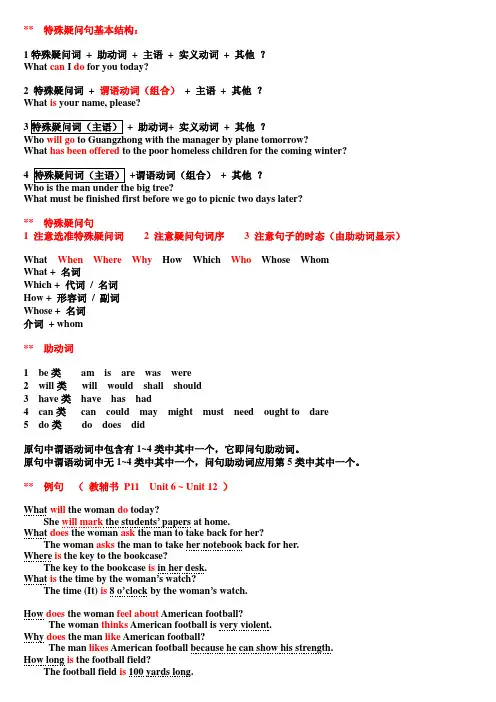 特殊疑问句基本结构