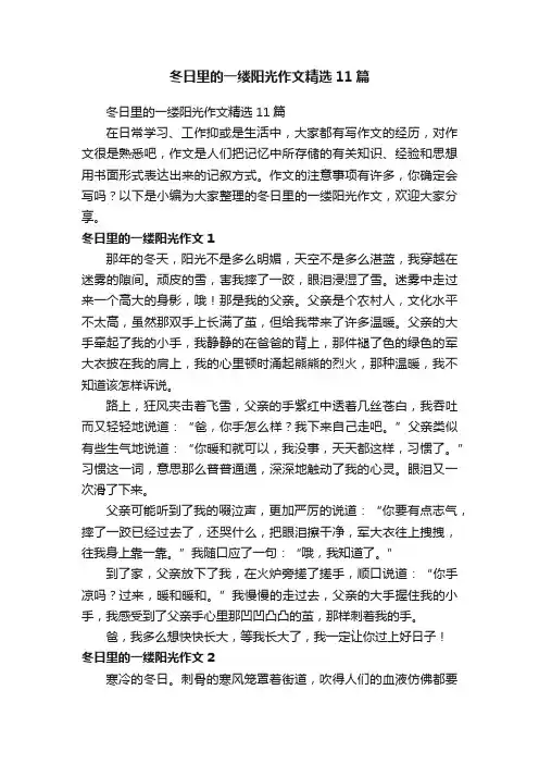 冬日里的一缕阳光作文精选11篇