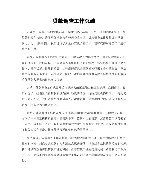 贷款调查工作总结