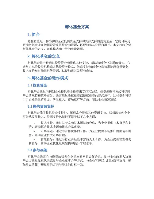孵化基金方案