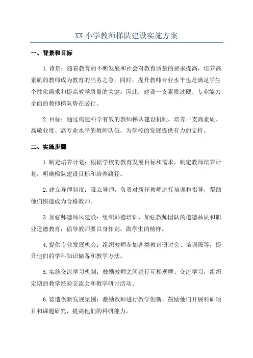 XX小学教师梯队建设实施方案