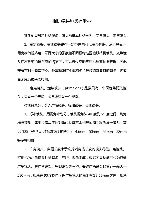 相机镜头种类有哪些