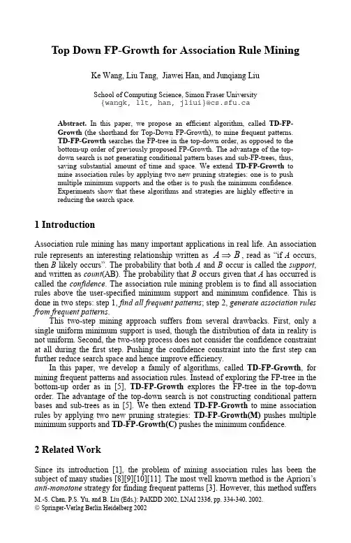 Top Down FP-Growth for Association Rule Mining