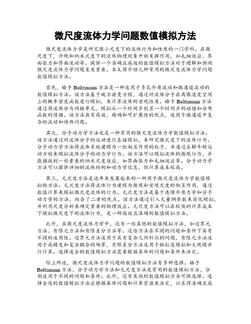 微尺度流体力学问题数值模拟方法